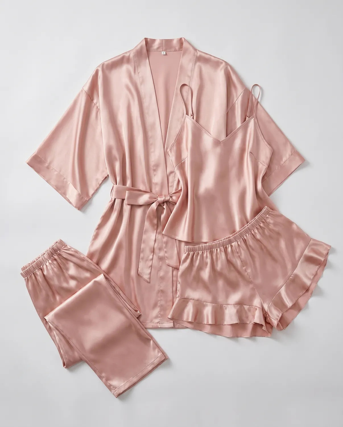 4pcs Silk Sleepwear Set