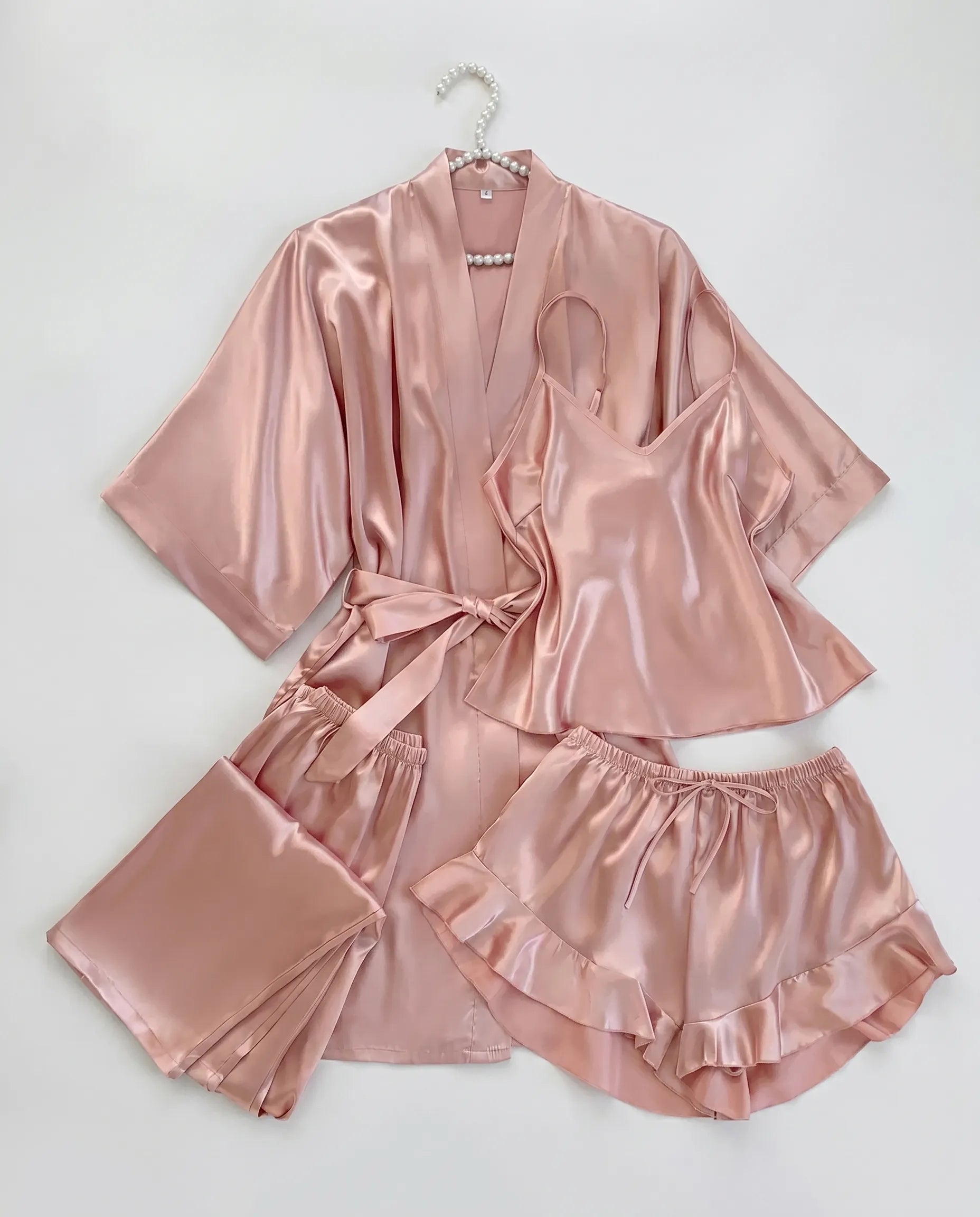 4pcs Silk Sleepwear Set