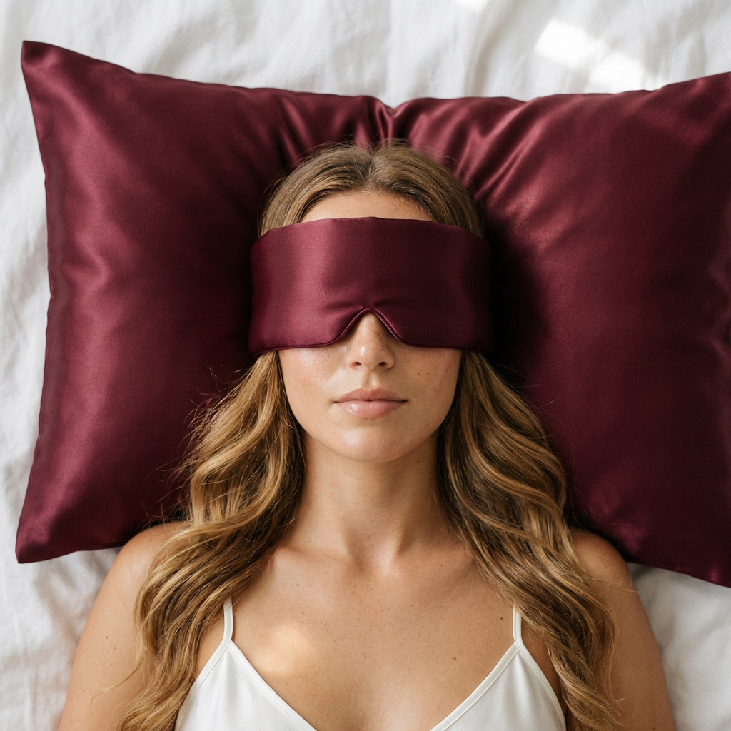 Silk Pillowcase Bordeaux Red